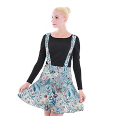 Floral Background Wallpaper Flowers Bouquet Leaves Herbarium Seamless Flora Bloom Suspender Skater Skirt