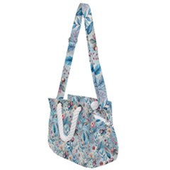 Floral Background Wallpaper Flowers Bouquet Leaves Herbarium Seamless Flora Bloom Rope Handles Shoulder Strap Bag