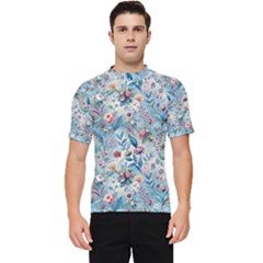 Floral Background Wallpaper Flowers Bouquet Leaves Herbarium Seamless Flora Bloom Men s Short Sleeve Rash Guard