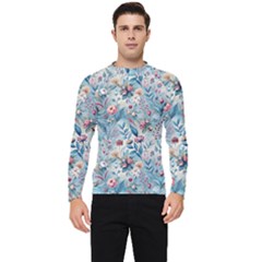 Floral Background Wallpaper Flowers Bouquet Leaves Herbarium Seamless Flora Bloom Men s Long Sleeve Rash Guard