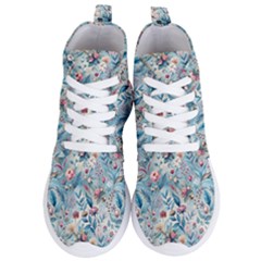 Floral Background Wallpaper Flowers Bouquet Leaves Herbarium Seamless Flora Bloom Women s Lightweight High Top Sneakers