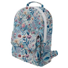 Floral Background Wallpaper Flowers Bouquet Leaves Herbarium Seamless Flora Bloom Flap Pocket Backpack (small)