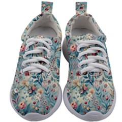 Floral Background Wallpaper Flowers Bouquet Leaves Herbarium Seamless Flora Bloom Kids Athletic Shoes