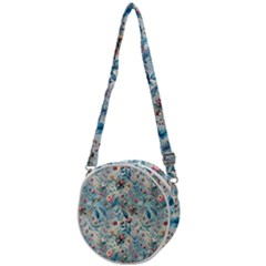 Floral Background Wallpaper Flowers Bouquet Leaves Herbarium Seamless Flora Bloom Crossbody Circle Bag