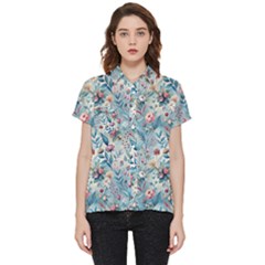 Floral Background Wallpaper Flowers Bouquet Leaves Herbarium Seamless Flora Bloom Short Sleeve Pocket Shirt