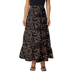 Fusionvibrance Abstract Design Tiered Ruffle Maxi Skirt by dflcprintsclothing