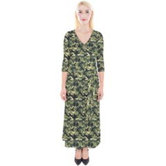 Camouflage Pattern Quarter Sleeve Wrap Maxi Dress by goljakoff