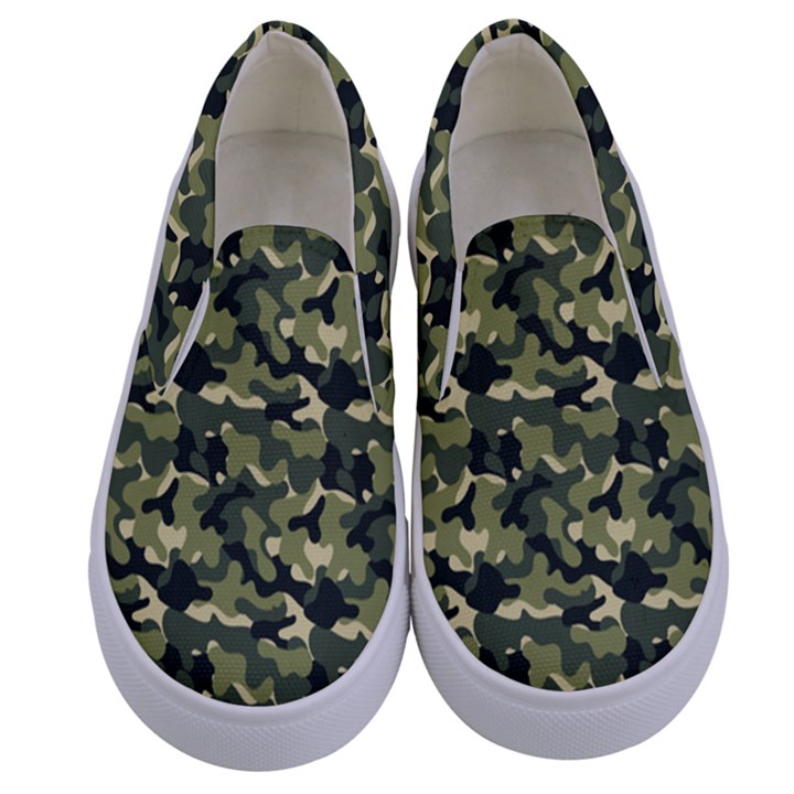 Camouflage pattern Kids  Canvas Slip Ons