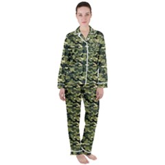 Camouflage Pattern Women s Long Sleeve Satin Pajamas Set	 by goljakoff