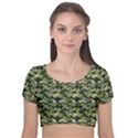 Camouflage pattern Velvet Short Sleeve Crop Top  View1