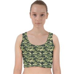 Camouflage Pattern Velvet Racer Back Crop Top by goljakoff