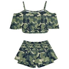 Camouflage Pattern Kids  Off Shoulder Skirt Bikini by goljakoff