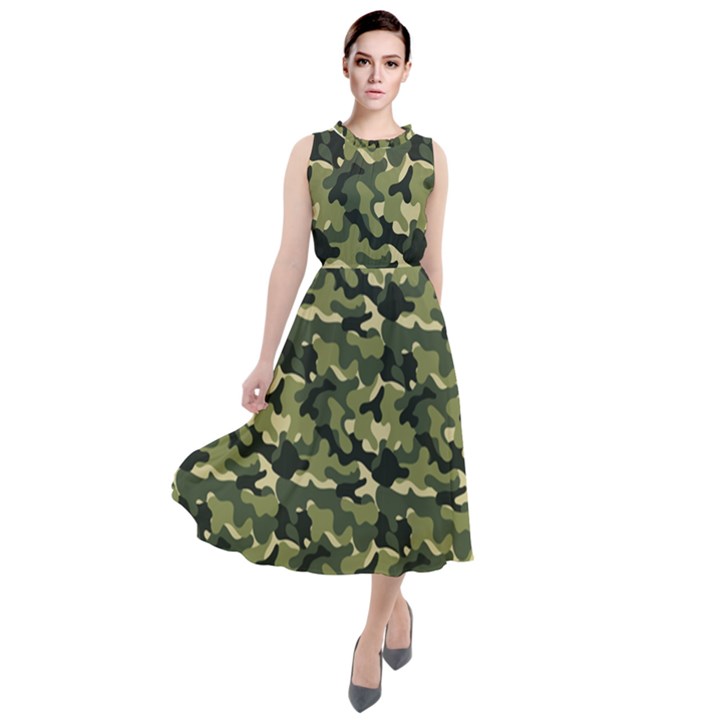 Camouflage pattern Round Neck Boho Dress