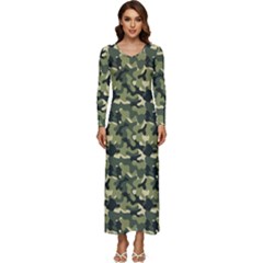 Camouflage Pattern Long Sleeve Longline Maxi Dress by goljakoff