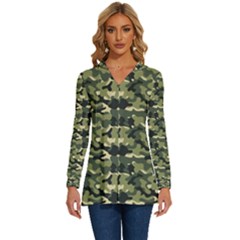 Camouflage Pattern Long Sleeve Drawstring Hooded Top by goljakoff