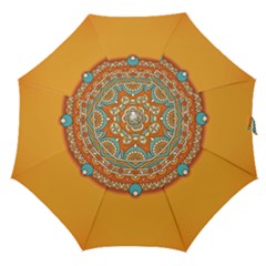 Mandala Orange Straight Umbrellas by goljakoff