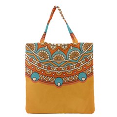 Mandala Orange Grocery Tote Bag by goljakoff