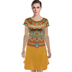 Mandala Orange Cap Sleeve Nightdress by goljakoff