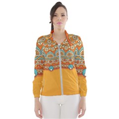 Mandala Orange Women s Windbreaker