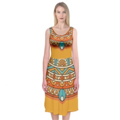 Mandala Orange Midi Sleeveless Dress by goljakoff