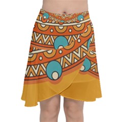 Mandala Orange Chiffon Wrap Front Skirt by goljakoff