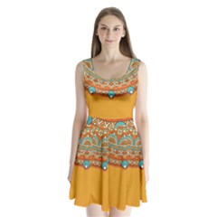 Mandala Orange Split Back Mini Dress  by goljakoff