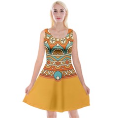 Mandala Orange Reversible Velvet Sleeveless Dress