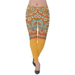 Mandala Orange Velvet Leggings