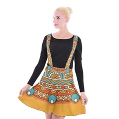 Mandala Orange Suspender Skater Skirt by goljakoff