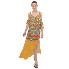 Mandala Orange Maxi Chiffon Cover Up Dress by goljakoff