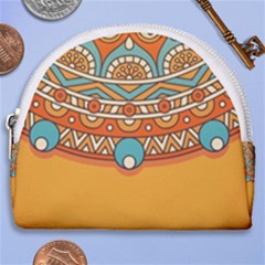 Mandala Orange Horseshoe Style Canvas Pouch by goljakoff