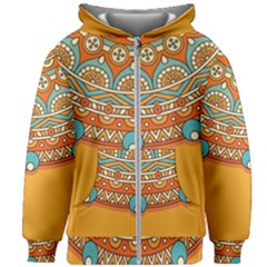 Mandala Orange Kids  Zipper Hoodie Without Drawstring