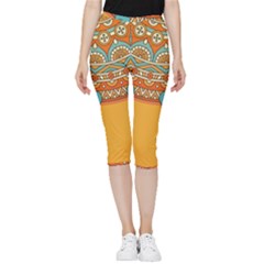 Mandala Orange Inside Out Lightweight Velour Capri Leggings  by goljakoff