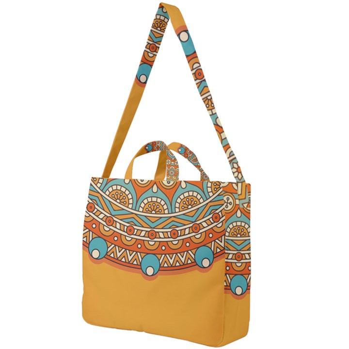 Mandala orange Square Shoulder Tote Bag