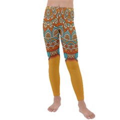 Mandala Orange Kids  Lightweight Velour Leggings by goljakoff