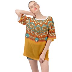 Mandala Orange Oversized Chiffon Top by goljakoff