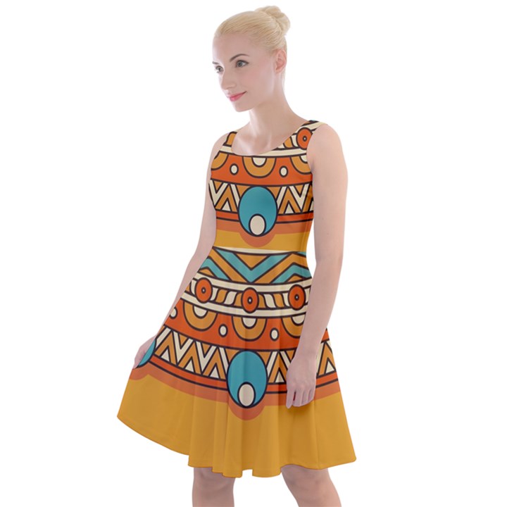 Mandala orange Knee Length Skater Dress