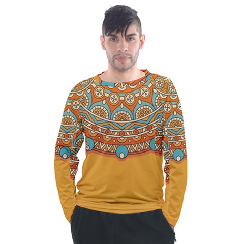 Mandala Orange Men s Long Sleeve Raglan T-shirt by goljakoff