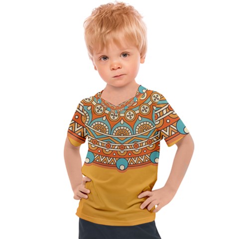 Mandala Orange Kids  Sports T-shirt by goljakoff