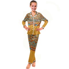 Mandala Orange Kids  Satin Long Sleeve Pajamas Set by goljakoff