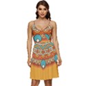 Mandala orange V-Neck Pocket Summer Dress  View1