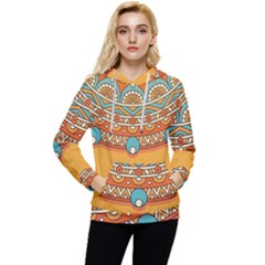 Mandala Orange Women s Lightweight Drawstring Hoodie