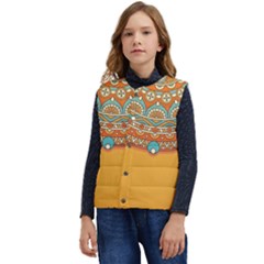 Mandala Orange Kid s Button Up Puffer Vest	