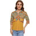 Mandala orange Women s Quarter Sleeve Pocket Shirt View1