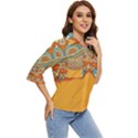 Mandala orange Women s Quarter Sleeve Pocket Shirt View2