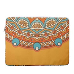 Mandala Orange 16  Vertical Laptop Sleeve Case With Pocket