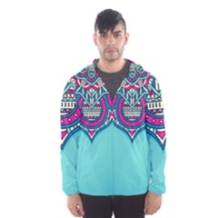 Mandala Blue Men s Hooded Windbreaker