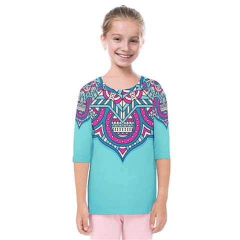 Mandala Blue Kids  Quarter Sleeve Raglan T-shirt by goljakoff