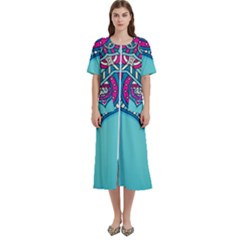 Mandala Blue Women s Cotton Short Sleeve Nightgown by goljakoff