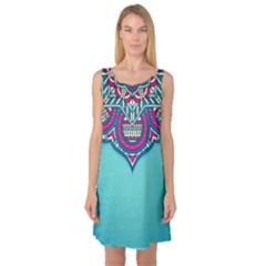 Mandala Blue Sleeveless Satin Nightdress by goljakoff